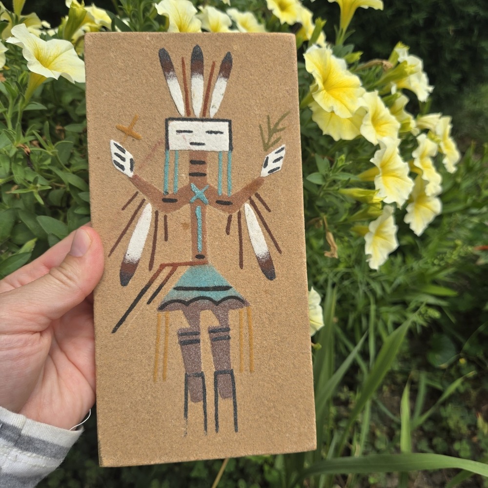Native American Navajo Sand Art Yei Dancer Shelf Wall Decor
